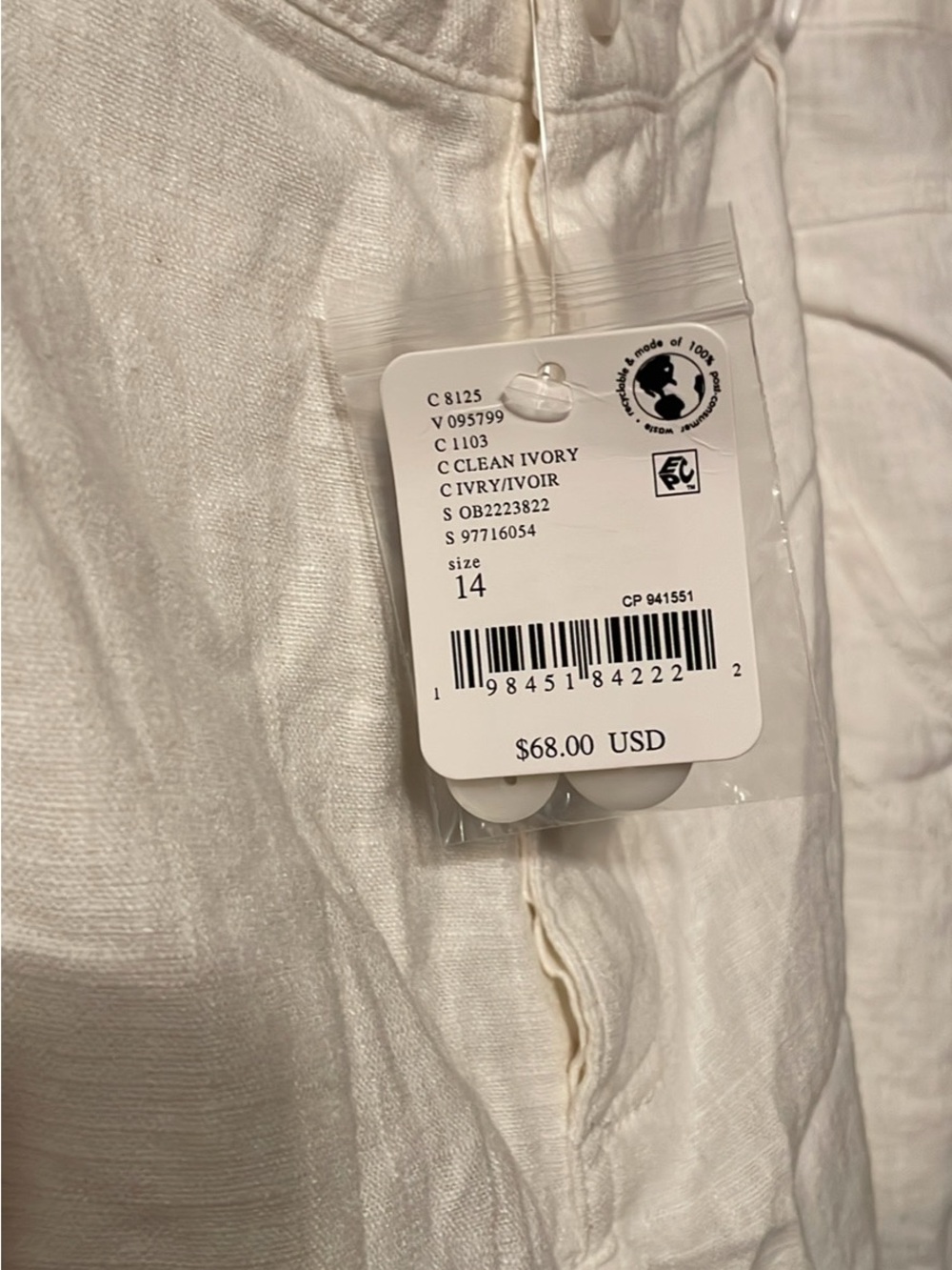 NWT Free People Linen shorts in Clean Ivory - Picture 2 of 6